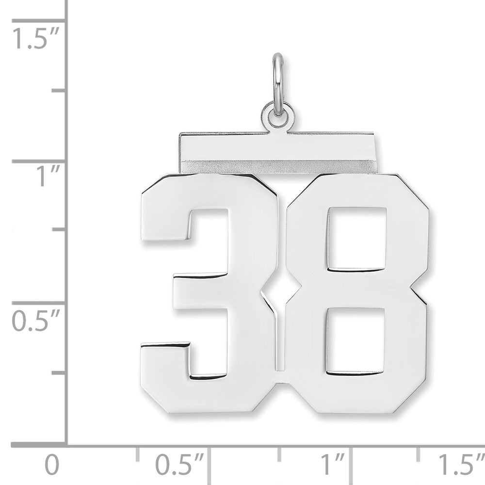 Alternate view of the Sterling Silver, Athletic Collection, XL Polished Number 38 Pendant by The Black Bow Jewelry Co.
