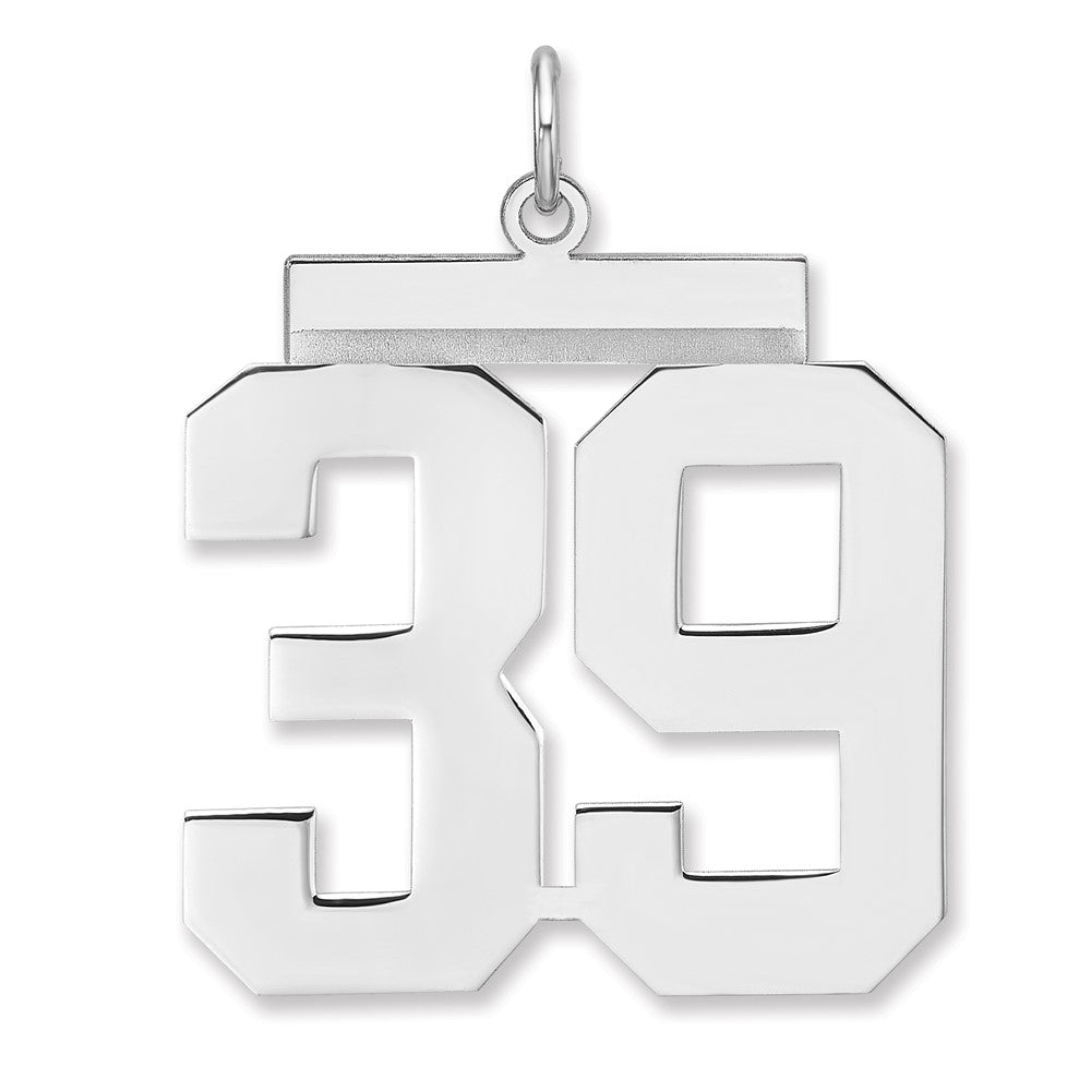 Sterling Silver, Athletic Collection, XL Polished Number 39 Pendant, Item P33461-39 by The Black Bow Jewelry Co.