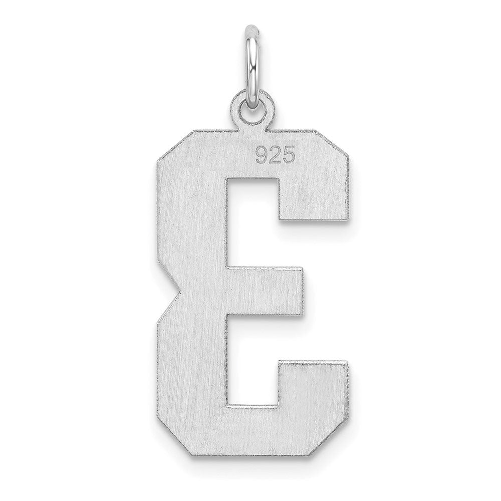 Alternate view of the Sterling Silver, Athletic Collection, XL Polished Number 3 Pendant by The Black Bow Jewelry Co.
