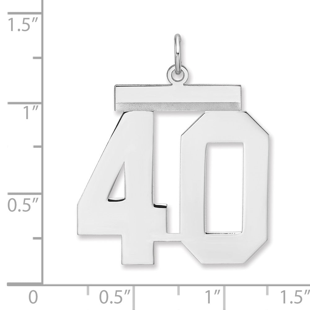 Alternate view of the Sterling Silver, Athletic Collection, XL Polished Number 40 Pendant by The Black Bow Jewelry Co.