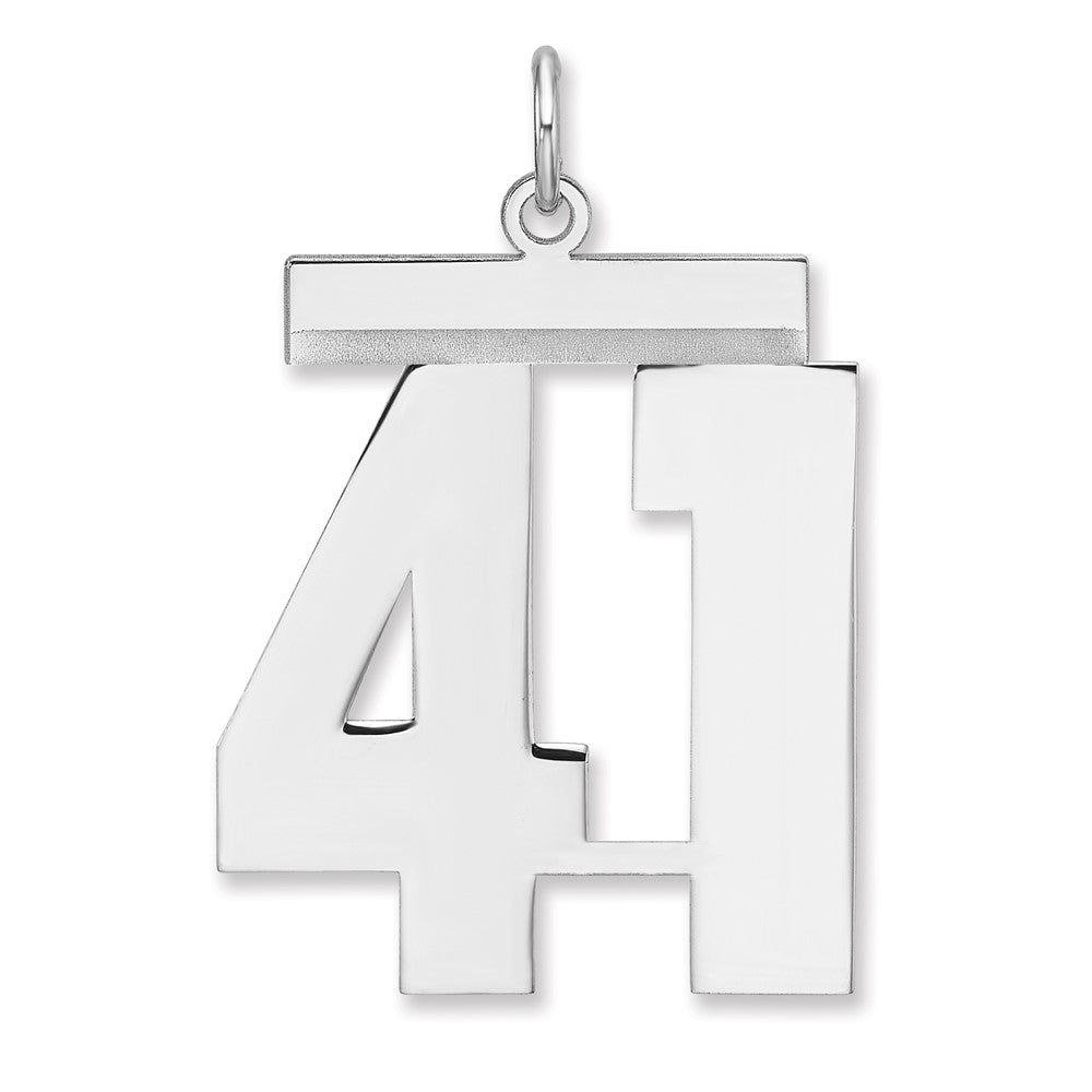 Sterling Silver, Athletic Collection, XL Polished Number 41 Pendant, Item P33461-41 by The Black Bow Jewelry Co.