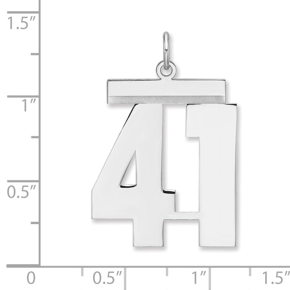 Alternate view of the Sterling Silver, Athletic Collection, XL Polished Number 41 Pendant by The Black Bow Jewelry Co.