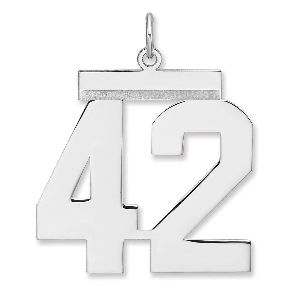 Sterling Silver, Athletic Collection, XL Polished Number 42 Pendant, Item P33461-42 by The Black Bow Jewelry Co.