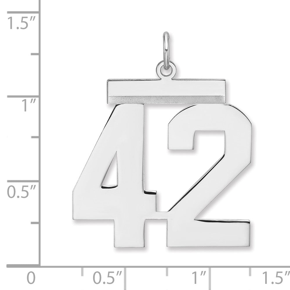 Alternate view of the Sterling Silver, Athletic Collection, XL Polished Number 42 Pendant by The Black Bow Jewelry Co.