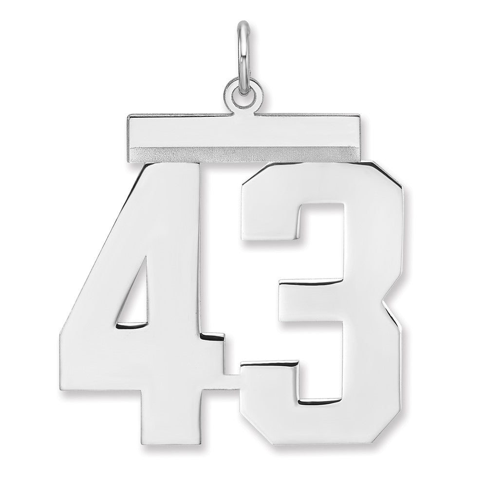 Sterling Silver, Athletic Collection, XL Polished Number 43 Pendant, Item P33461-43 by The Black Bow Jewelry Co.