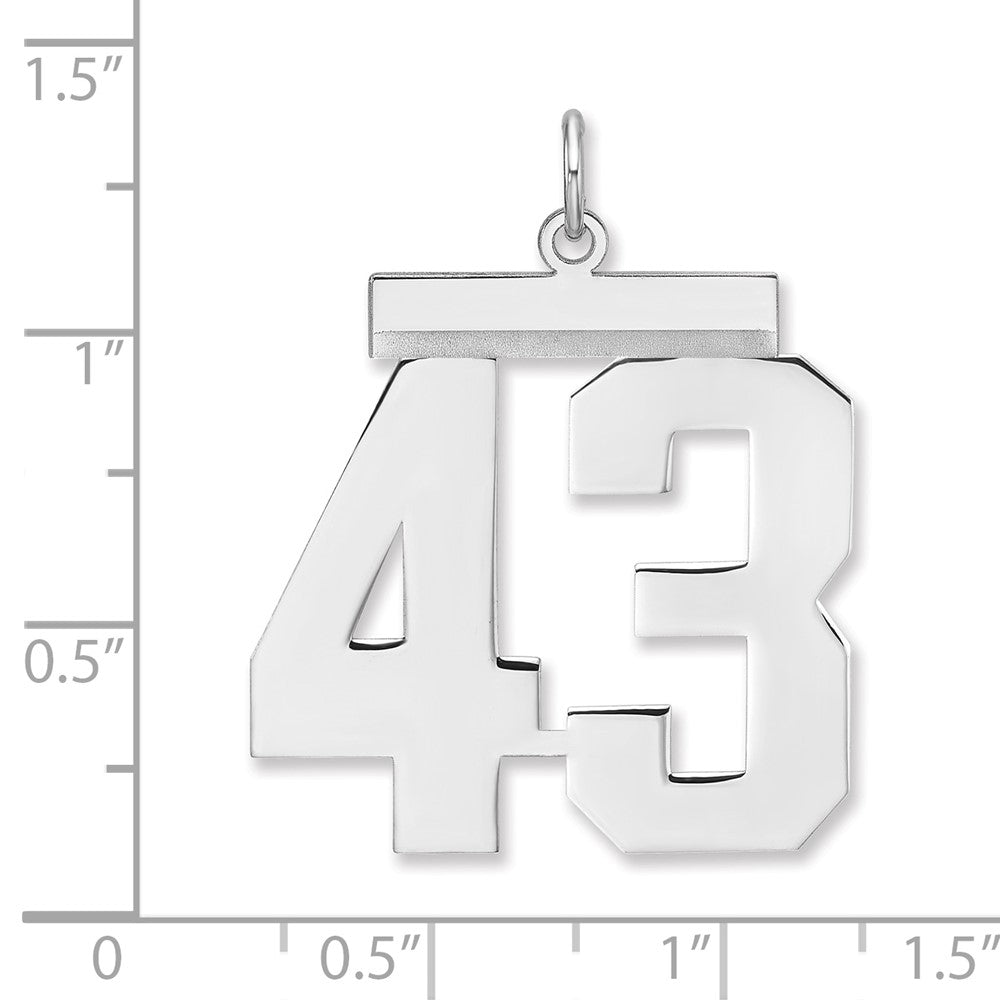 Alternate view of the Sterling Silver, Athletic Collection, XL Polished Number 43 Pendant by The Black Bow Jewelry Co.