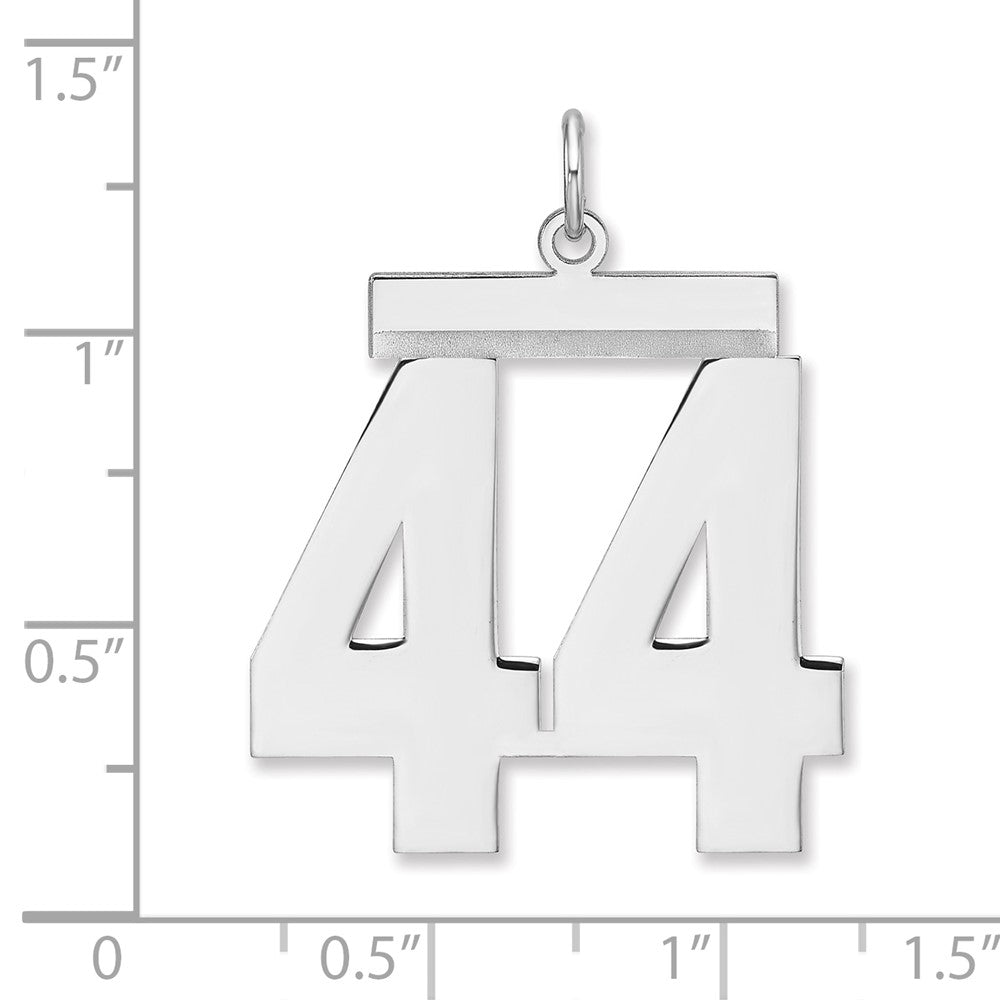 Alternate view of the Sterling Silver, Athletic Collection, XL Polished Number 44 Pendant by The Black Bow Jewelry Co.