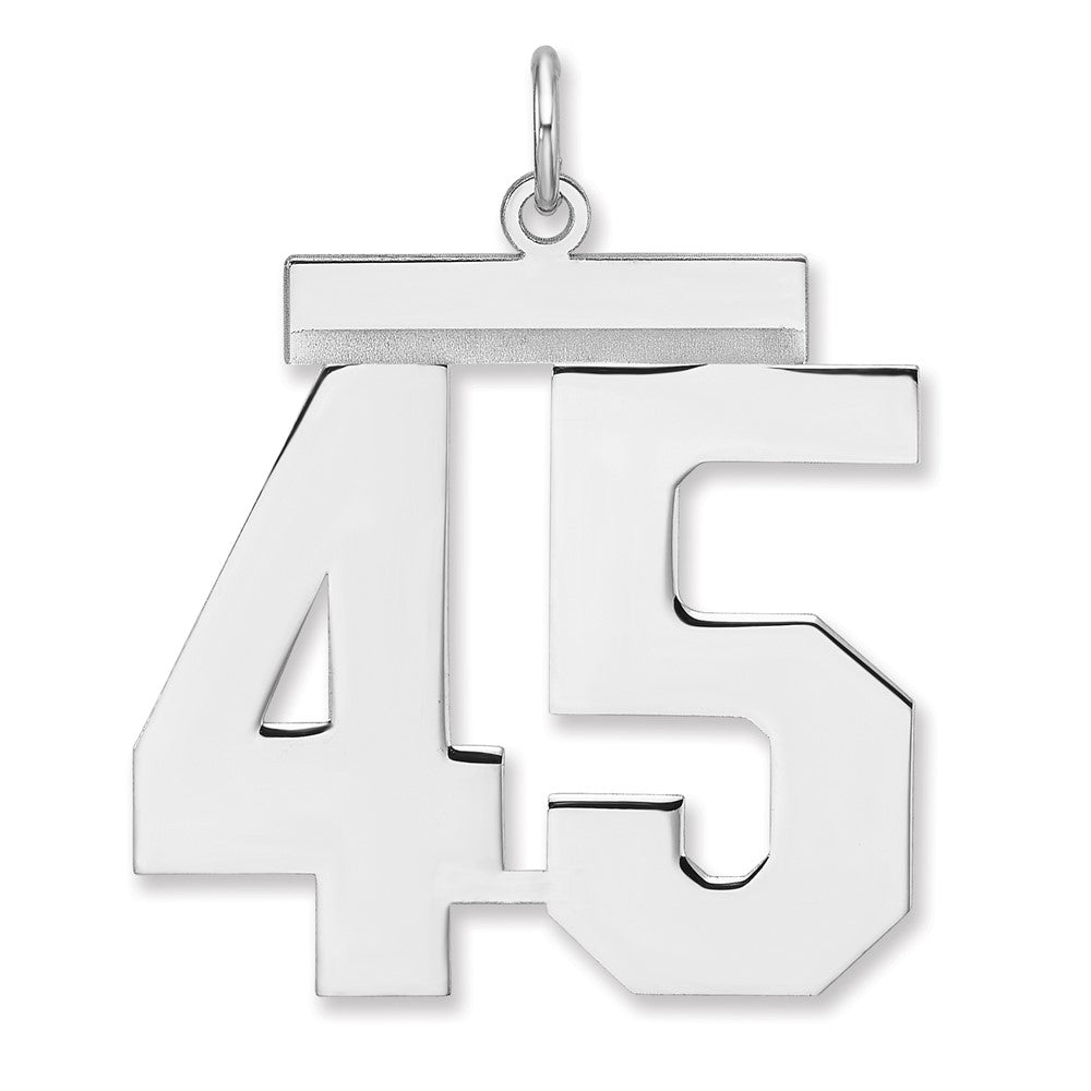 Sterling Silver, Athletic Collection, XL Polished Number 45 Pendant, Item P33461-45 by The Black Bow Jewelry Co.