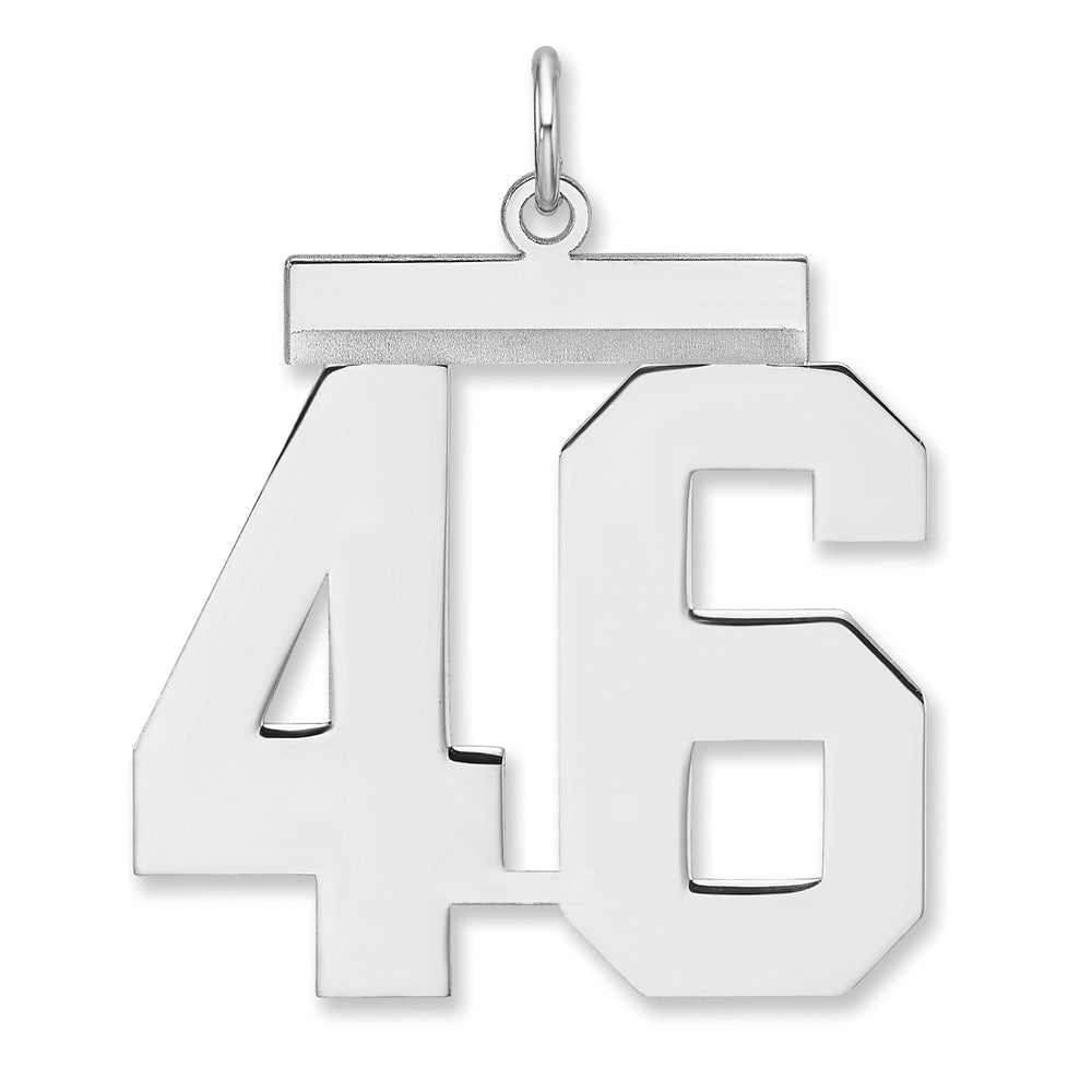 Sterling Silver, Athletic Collection, XL Polished Number 46 Pendant, Item P33461-46 by The Black Bow Jewelry Co.