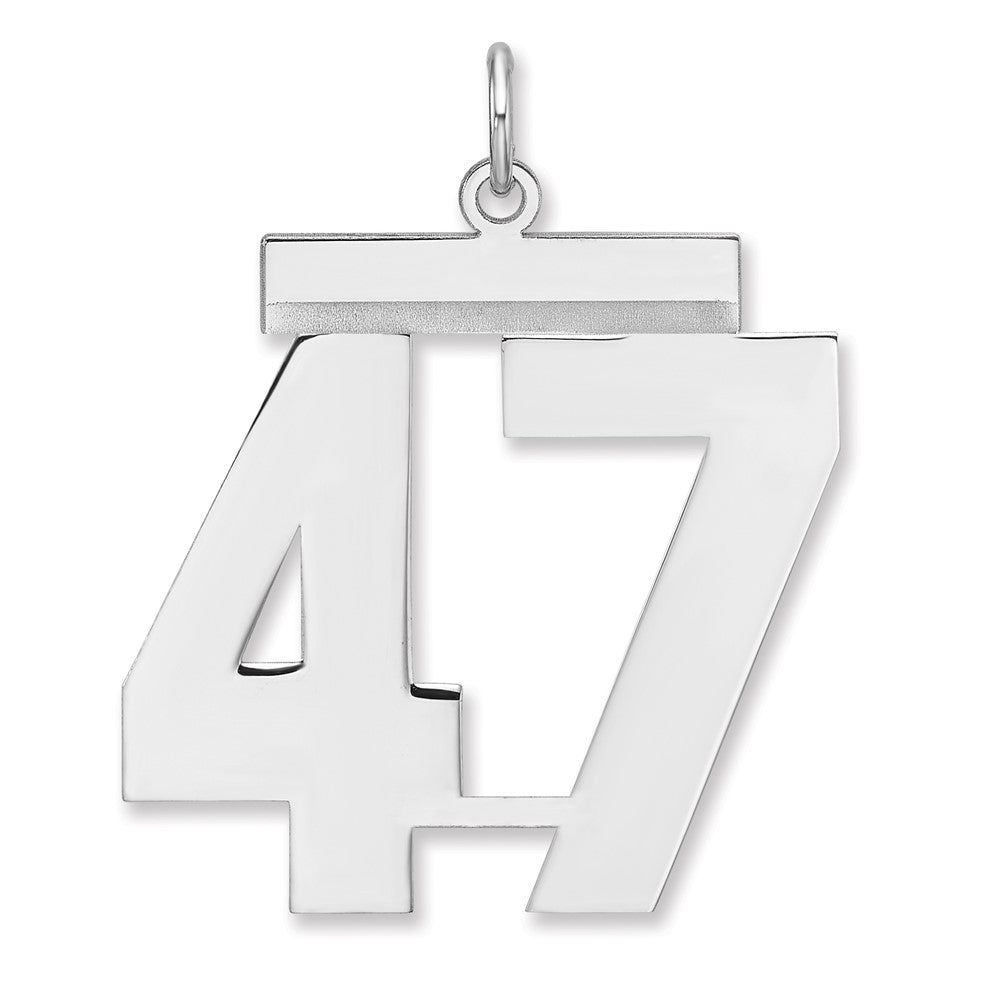 Sterling Silver, Athletic Collection, XL Polished Number 47 Pendant, Item P33461-47 by The Black Bow Jewelry Co.