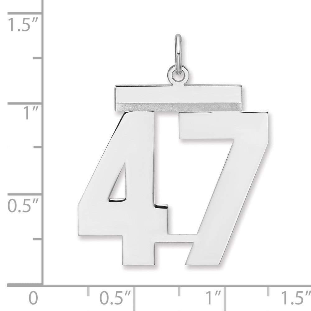 Alternate view of the Sterling Silver, Athletic Collection, XL Polished Number 47 Pendant by The Black Bow Jewelry Co.