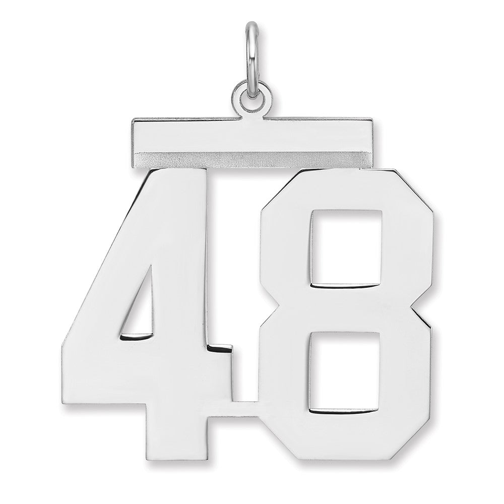Sterling Silver, Athletic Collection, XL Polished Number 48 Pendant, Item P33461-48 by The Black Bow Jewelry Co.