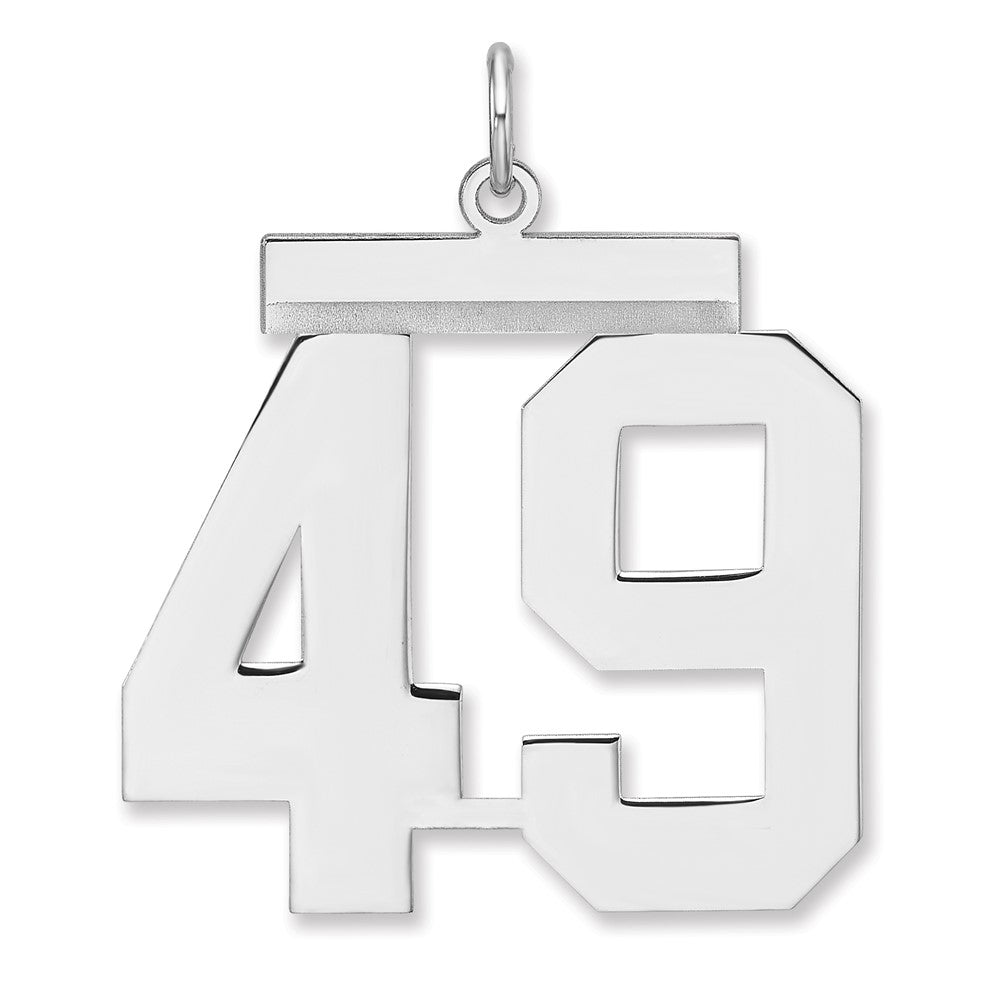 Sterling Silver, Athletic Collection, XL Polished Number 49 Pendant, Item P33461-49 by The Black Bow Jewelry Co.