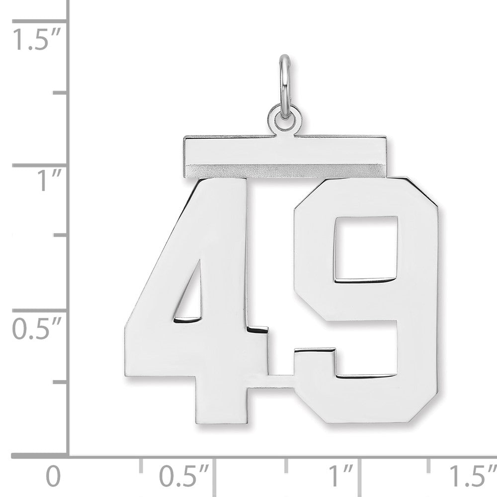 Alternate view of the Sterling Silver, Athletic Collection, XL Polished Number 49 Pendant by The Black Bow Jewelry Co.