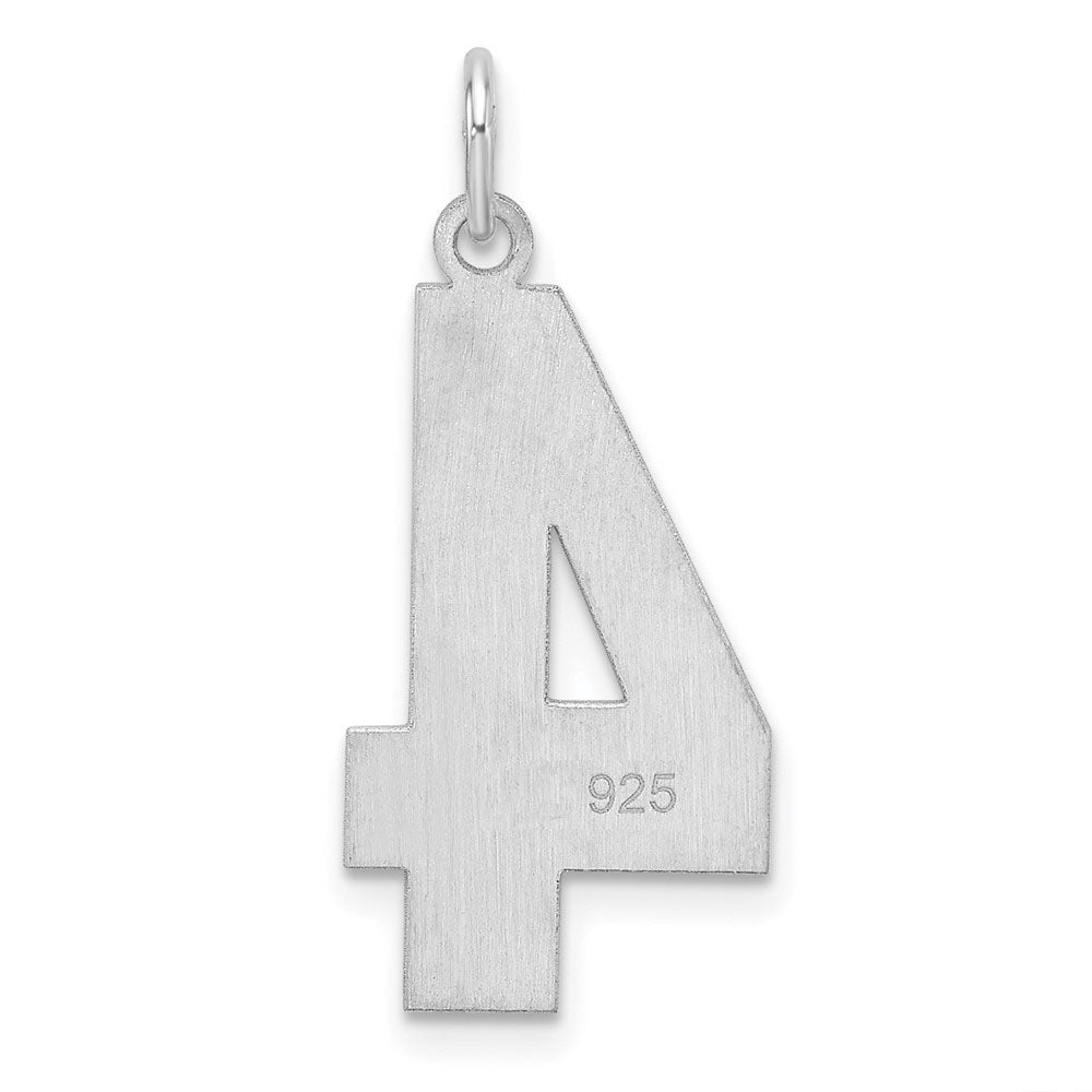 Alternate view of the Sterling Silver, Athletic Collection, XL Polished Number 4 Pendant by The Black Bow Jewelry Co.