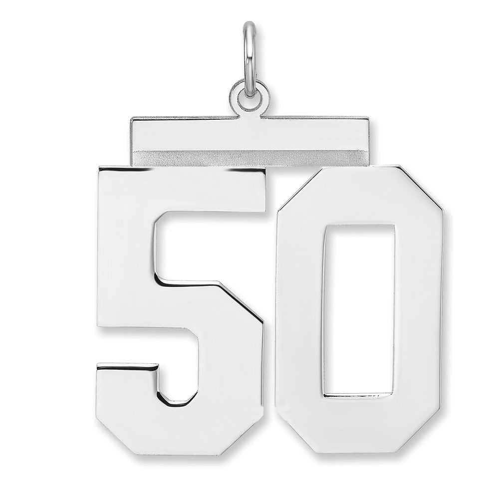 Sterling Silver, Athletic Collection, XL Polished Number 50 Pendant, Item P33461-50 by The Black Bow Jewelry Co.