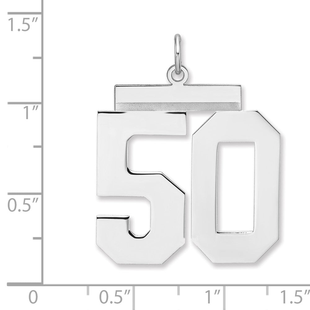 Alternate view of the Sterling Silver, Athletic Collection, XL Polished Number 50 Pendant by The Black Bow Jewelry Co.