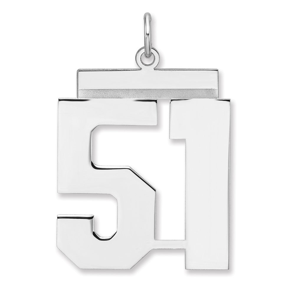 Sterling Silver, Athletic Collection, XL Polished Number 51 Pendant, Item P33461-51 by The Black Bow Jewelry Co.