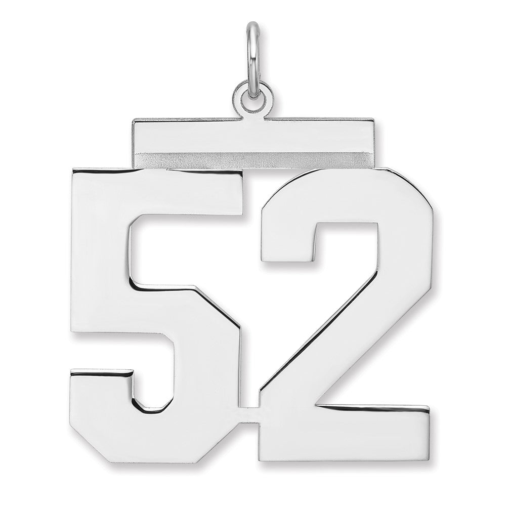 Sterling Silver, Athletic Collection, XL Polished Number 52 Pendant, Item P33461-52 by The Black Bow Jewelry Co.