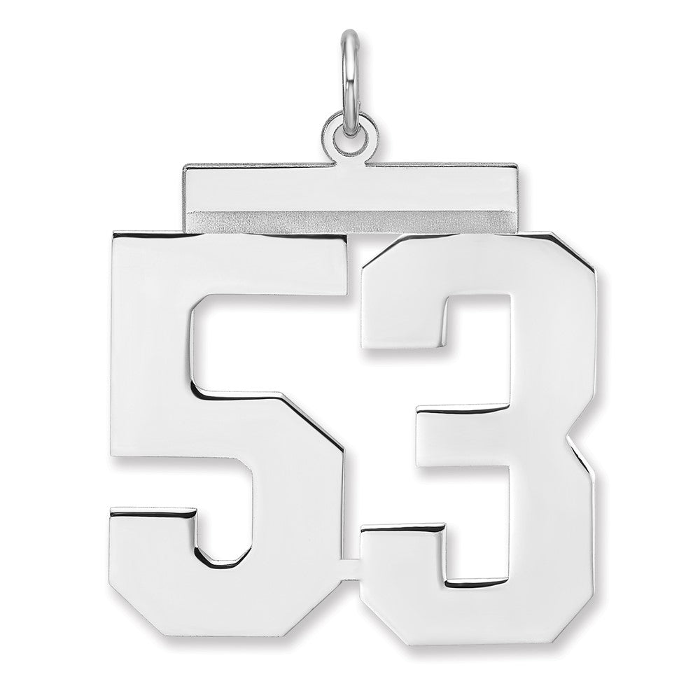 Sterling Silver, Athletic Collection, XL Polished Number 53 Pendant, Item P33461-53 by The Black Bow Jewelry Co.