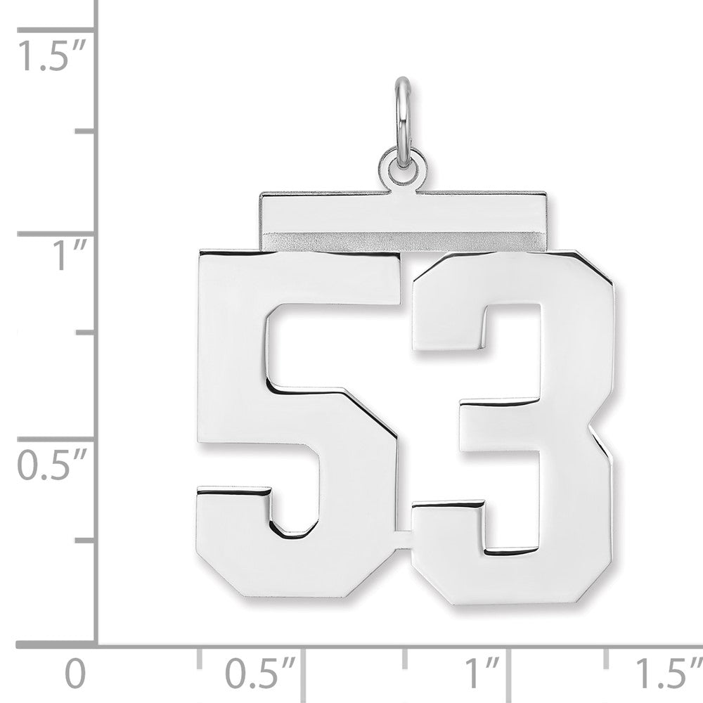 Alternate view of the Sterling Silver, Athletic Collection, XL Polished Number 53 Pendant by The Black Bow Jewelry Co.