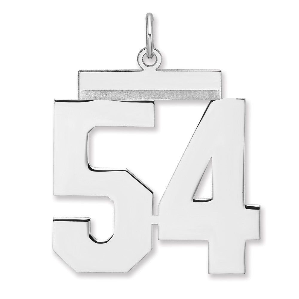 Sterling Silver, Athletic Collection, XL Polished Number 54 Pendant, Item P33461-54 by The Black Bow Jewelry Co.