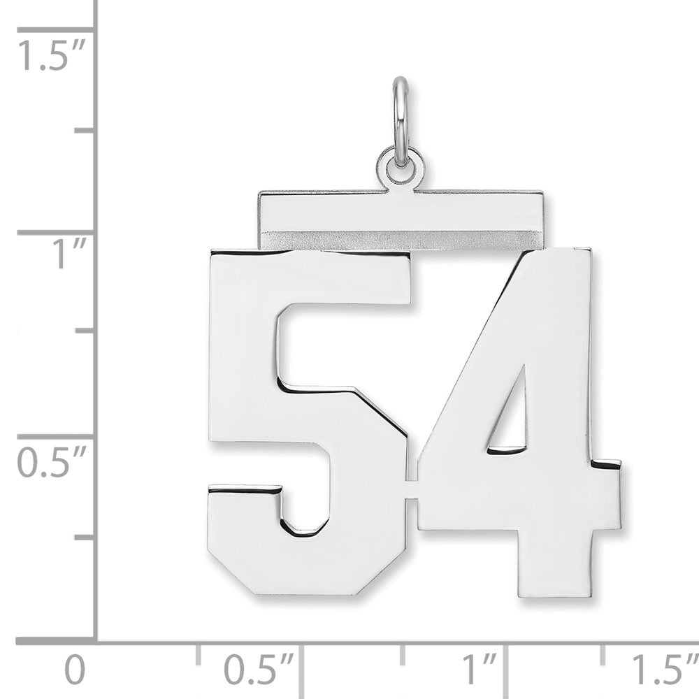 Alternate view of the Sterling Silver, Athletic Collection, XL Polished Number 54 Pendant by The Black Bow Jewelry Co.