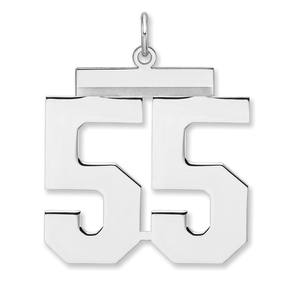 Sterling Silver, Athletic Collection, XL Polished Number 55 Pendant, Item P33461-55 by The Black Bow Jewelry Co.