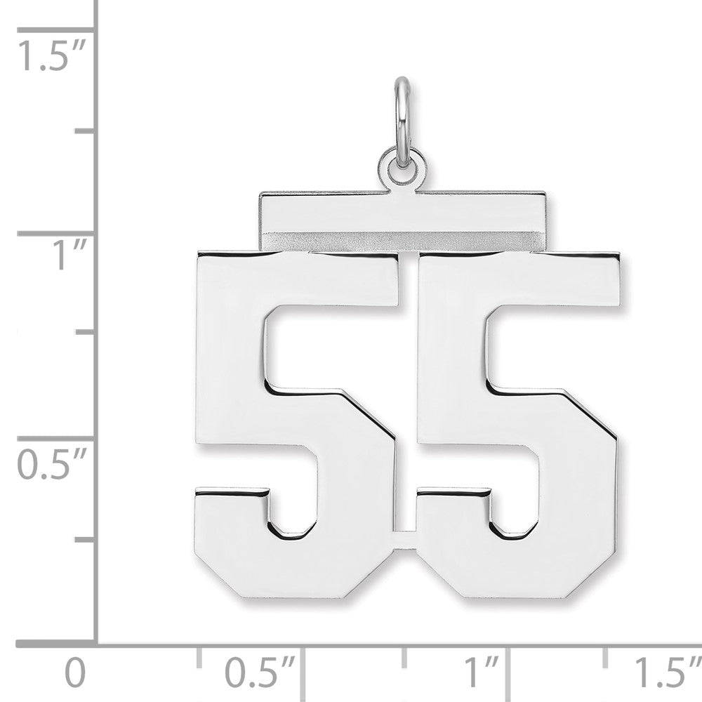 Alternate view of the Sterling Silver, Athletic Collection, XL Polished Number 55 Pendant by The Black Bow Jewelry Co.