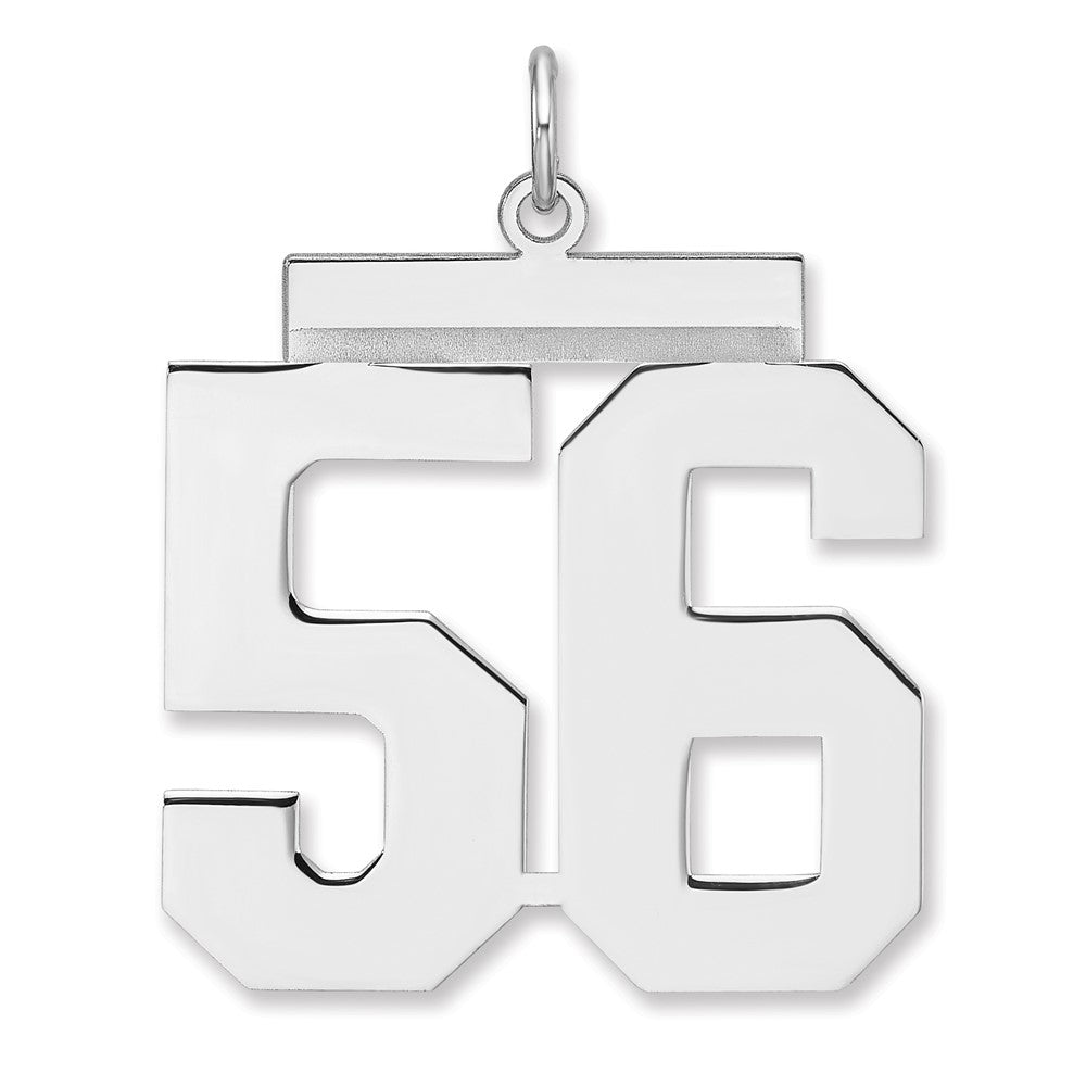 Sterling Silver, Athletic Collection, XL Polished Number 56 Pendant, Item P33461-56 by The Black Bow Jewelry Co.