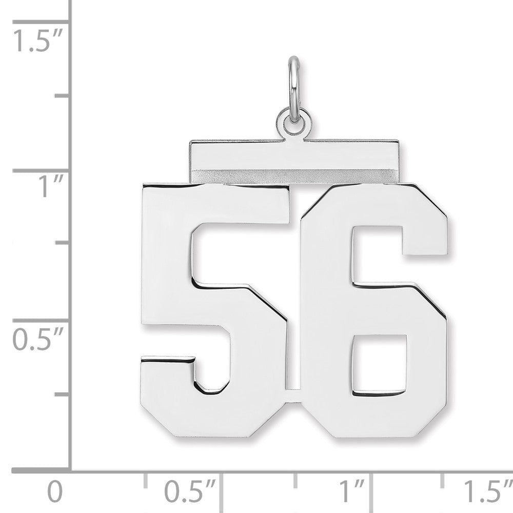 Alternate view of the Sterling Silver, Athletic Collection, XL Polished Number 56 Pendant by The Black Bow Jewelry Co.