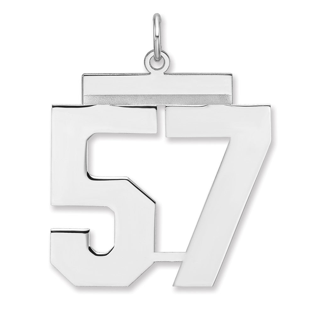 Sterling Silver, Athletic Collection, XL Polished Number 57 Pendant, Item P33461-57 by The Black Bow Jewelry Co.