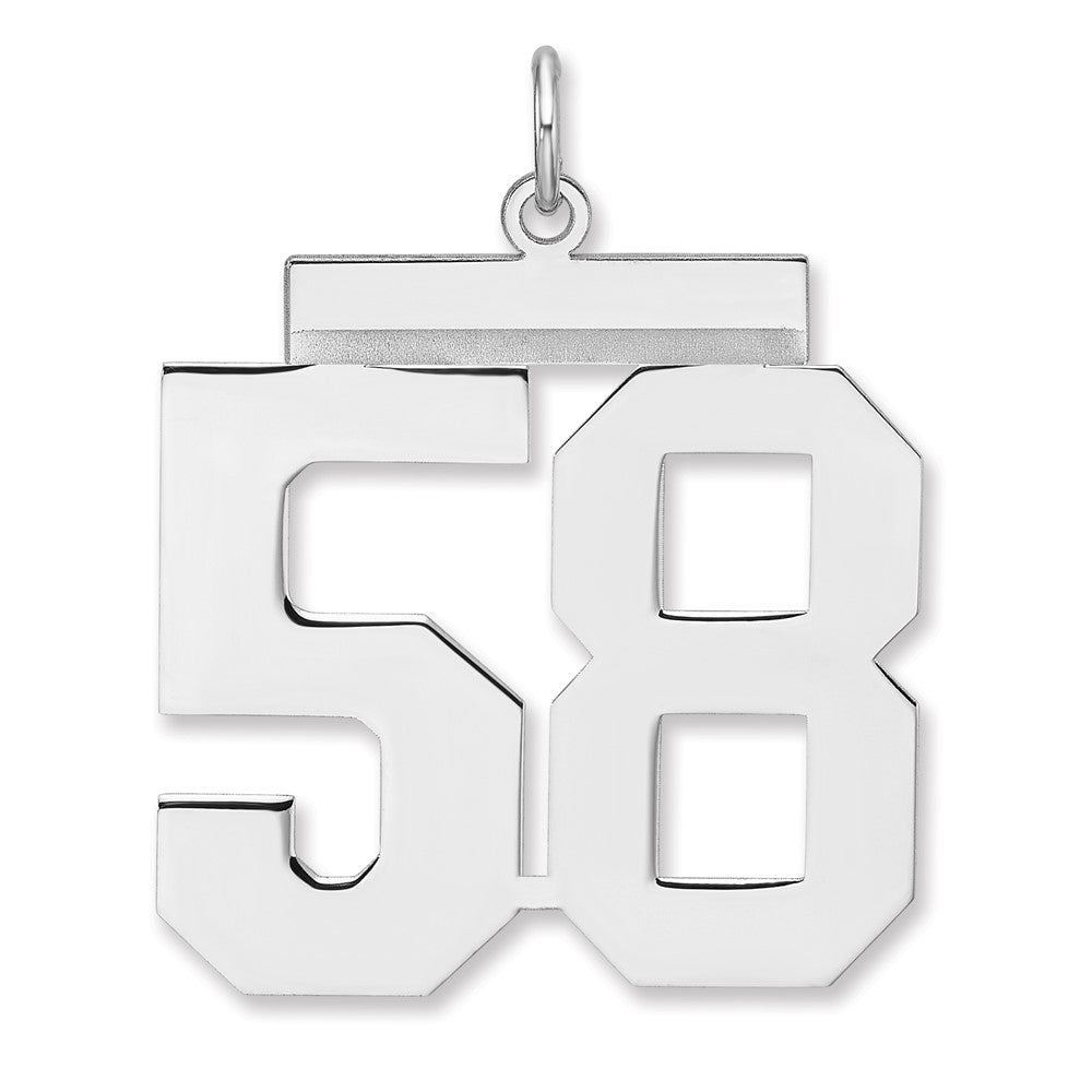 Sterling Silver, Athletic Collection, XL Polished Number 58 Pendant, Item P33461-58 by The Black Bow Jewelry Co.