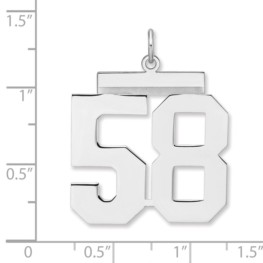 Alternate view of the Sterling Silver, Athletic Collection, XL Polished Number 58 Pendant by The Black Bow Jewelry Co.