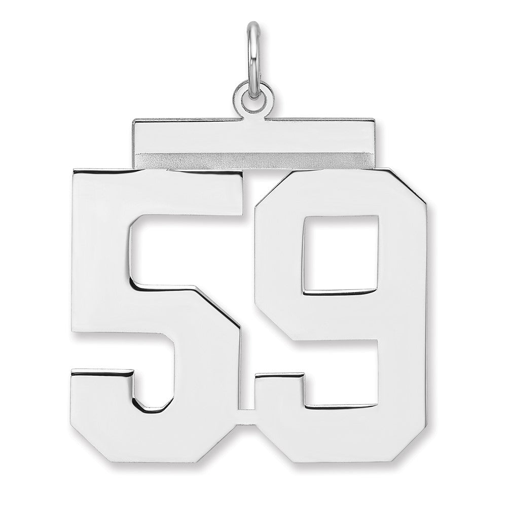Sterling Silver, Athletic Collection, XL Polished Number 59 Pendant, Item P33461-59 by The Black Bow Jewelry Co.