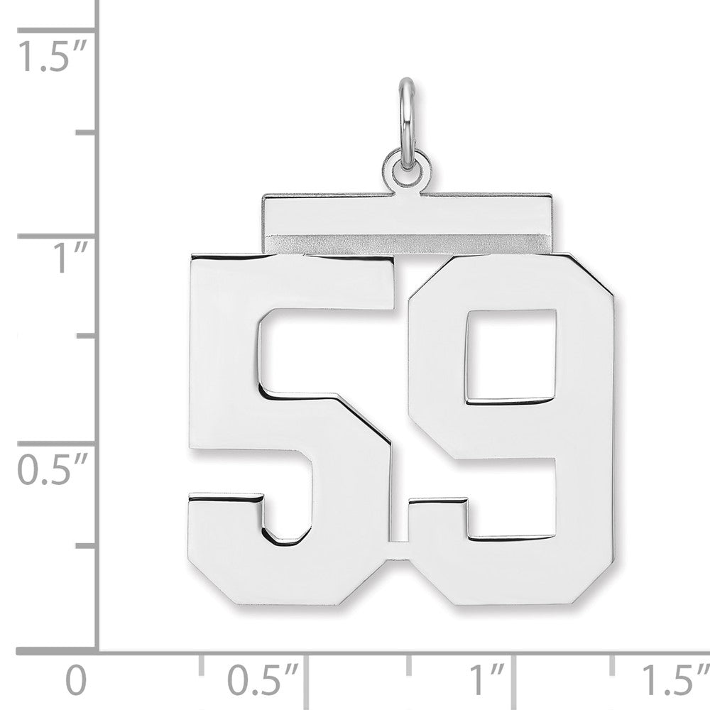 Alternate view of the Sterling Silver, Athletic Collection, XL Polished Number 59 Pendant by The Black Bow Jewelry Co.