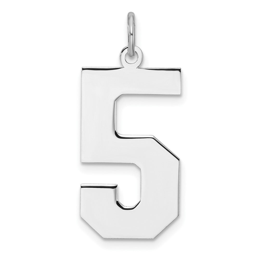 Sterling Silver, Athletic Collection, XL Polished Number 5 Pendant, Item P33461-5 by The Black Bow Jewelry Co.