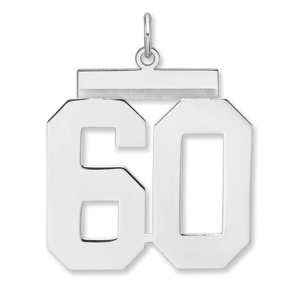 Sterling Silver, Athletic Collection, XL Polished Number 60 Pendant, Item P33461-60 by The Black Bow Jewelry Co.