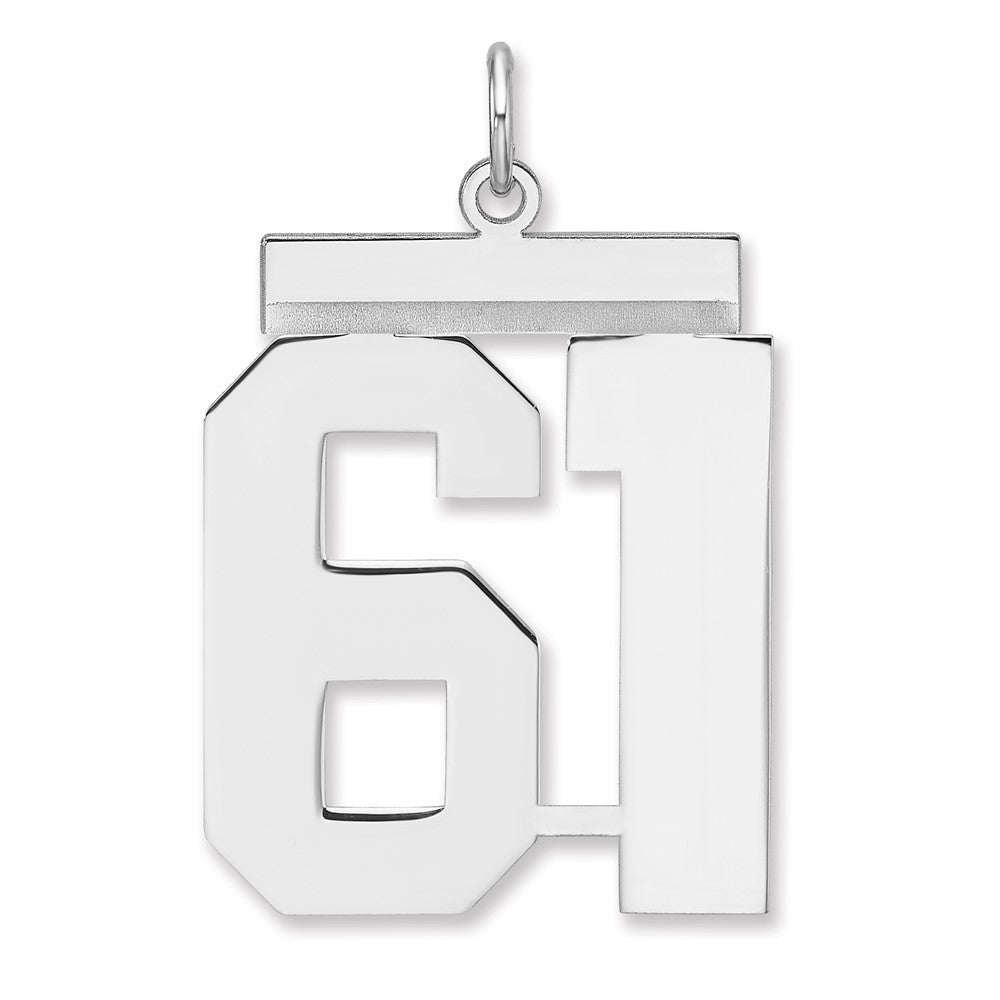Sterling Silver, Athletic Collection, XL Polished Number 61 Pendant, Item P33461-61 by The Black Bow Jewelry Co.