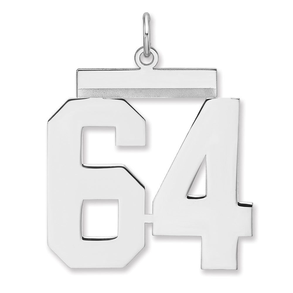 Sterling Silver, Athletic Collection, XL Polished Number 64 Pendant, Item P33461-64 by The Black Bow Jewelry Co.
