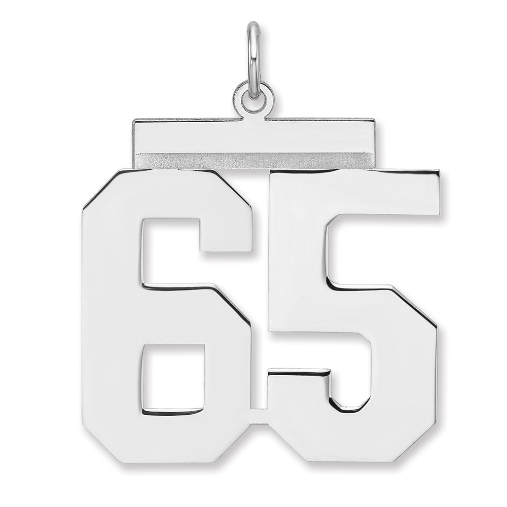 Sterling Silver, Athletic Collection, XL Polished Number 65 Pendant, Item P33461-65 by The Black Bow Jewelry Co.