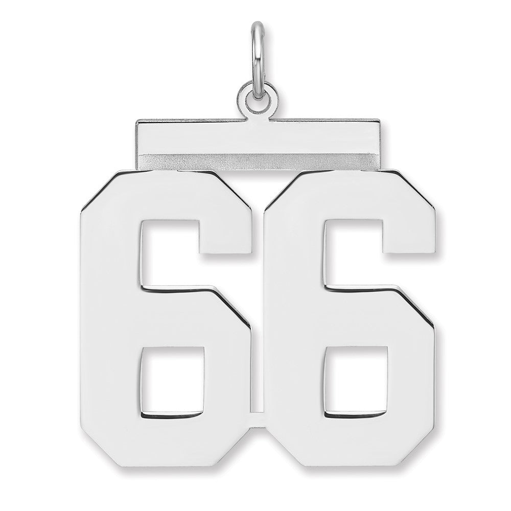 Sterling Silver, Athletic Collection, XL Polished Number 66 Pendant, Item P33461-66 by The Black Bow Jewelry Co.