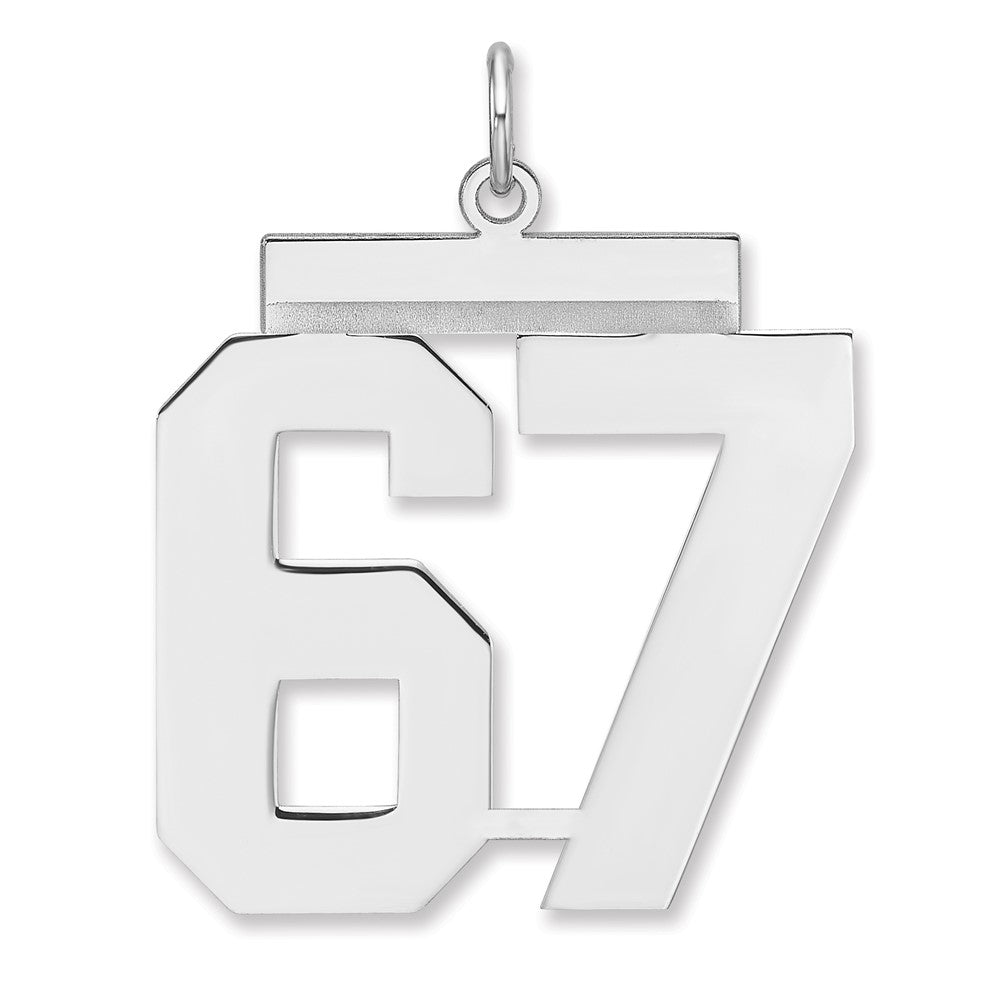 Sterling Silver, Athletic Collection, XL Polished Number 67 Pendant, Item P33461-67 by The Black Bow Jewelry Co.