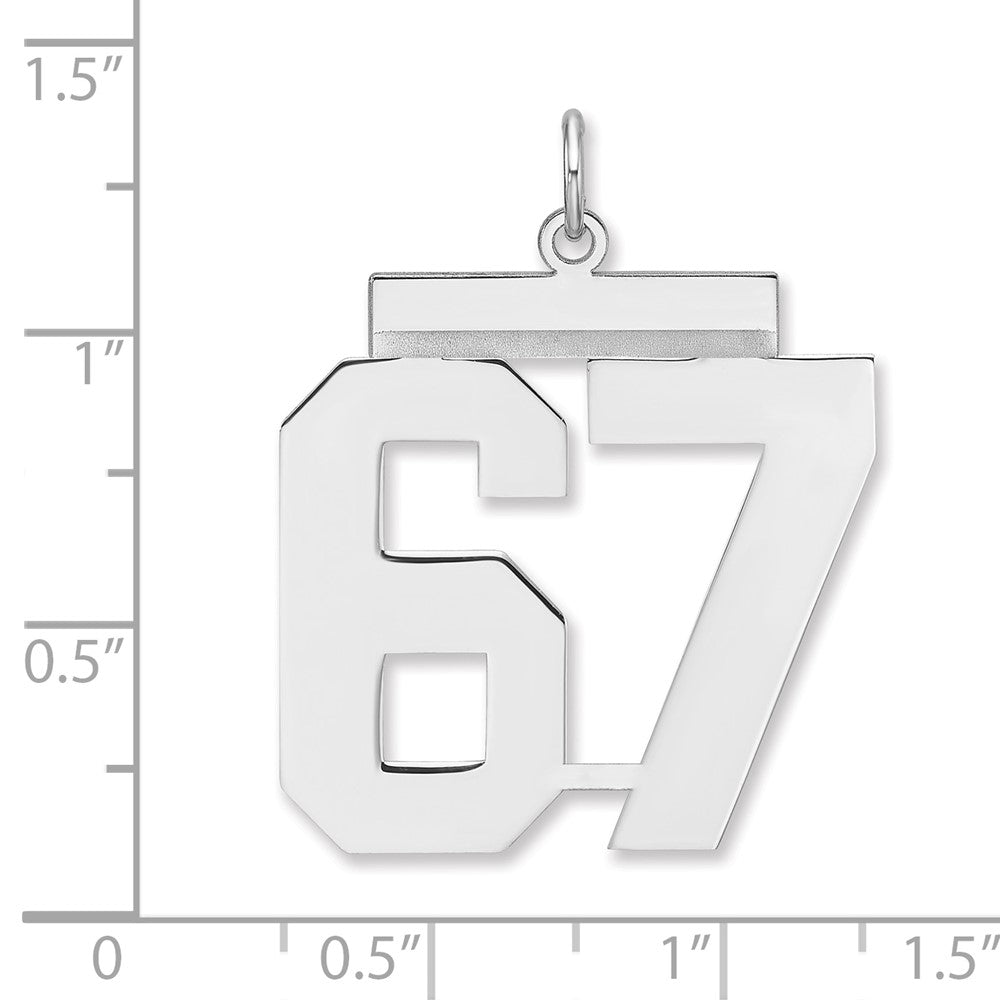 Alternate view of the Sterling Silver, Athletic Collection, XL Polished Number 67 Pendant by The Black Bow Jewelry Co.