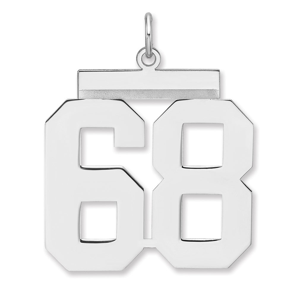 Sterling Silver, Athletic Collection, XL Polished Number 68 Pendant, Item P33461-68 by The Black Bow Jewelry Co.