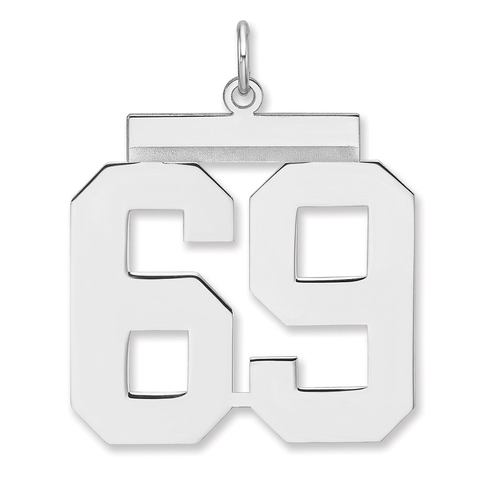 Sterling Silver, Athletic Collection, XL Polished Number 69 Pendant, Item P33461-69 by The Black Bow Jewelry Co.