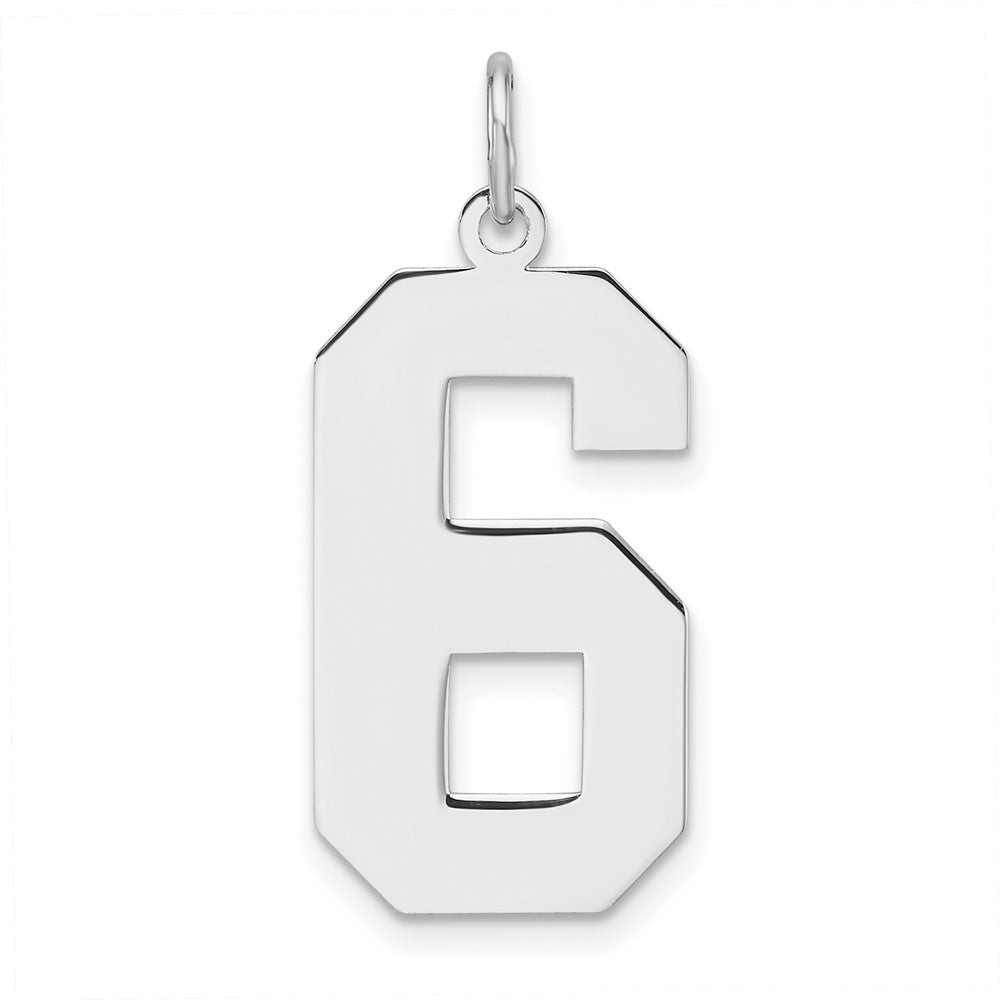 Sterling Silver, Athletic Collection, XL Polished Number 6 Pendant, Item P33461-6 by The Black Bow Jewelry Co.