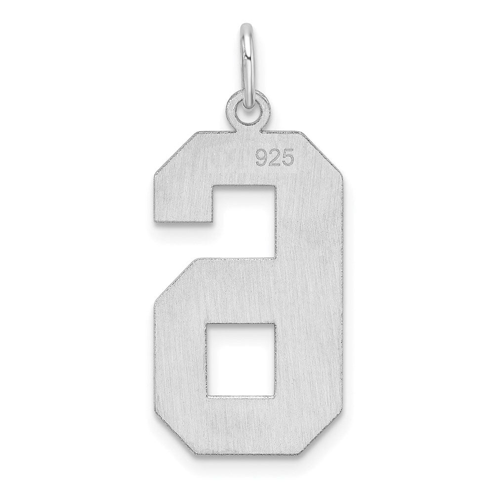 Alternate view of the Sterling Silver, Athletic Collection, XL Polished Number 6 Pendant by The Black Bow Jewelry Co.