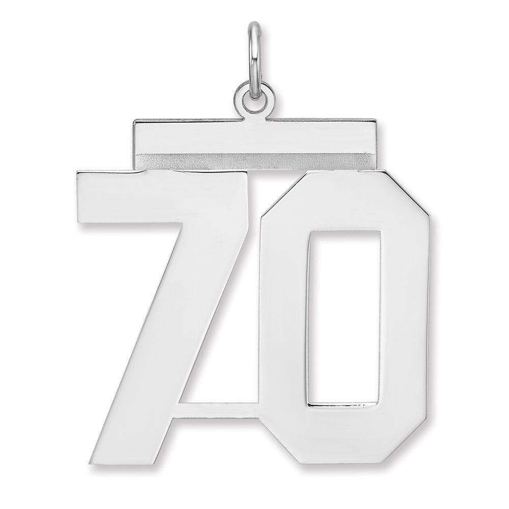 Sterling Silver, Athletic Collection, XL Polished Number 70 Pendant, Item P33461-70 by The Black Bow Jewelry Co.