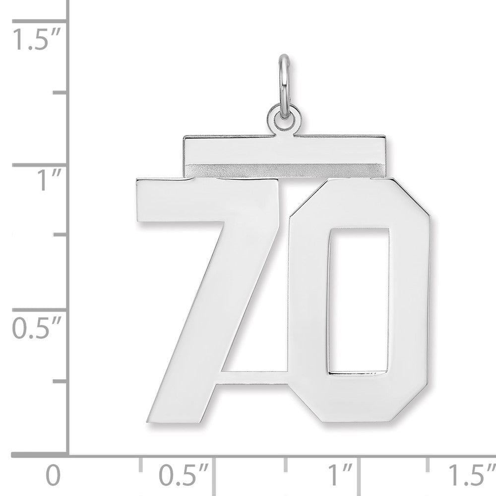 Alternate view of the Sterling Silver, Athletic Collection, XL Polished Number 70 Pendant by The Black Bow Jewelry Co.